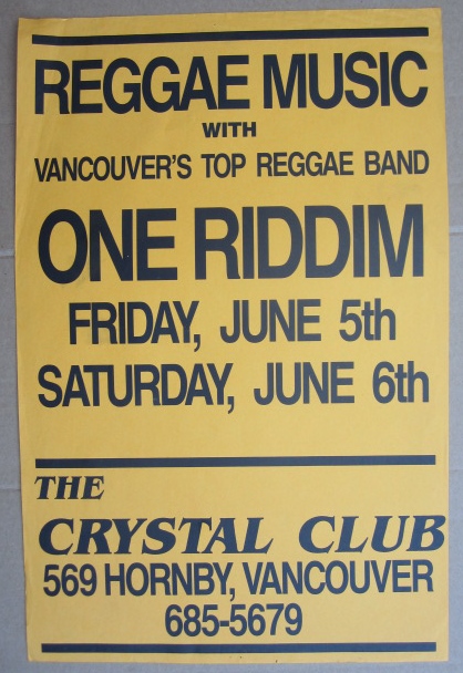 ONE RIDDIM - GIG Poster Vancouver, Canada ORIGINAL