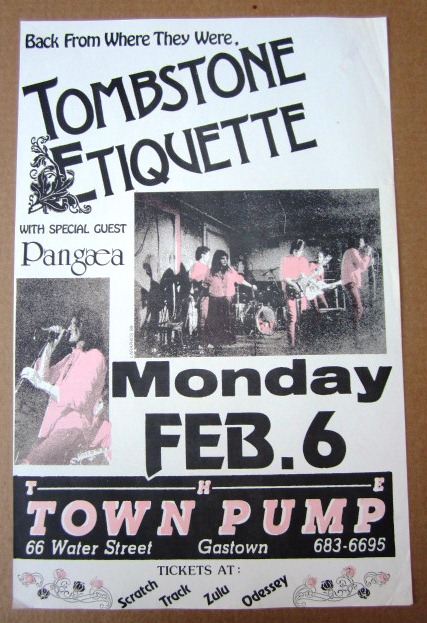 TOMBSTONE ETIQUETTE / PANGAEA - GIG Tour Poster Vancouver, Canada ORIGINAL