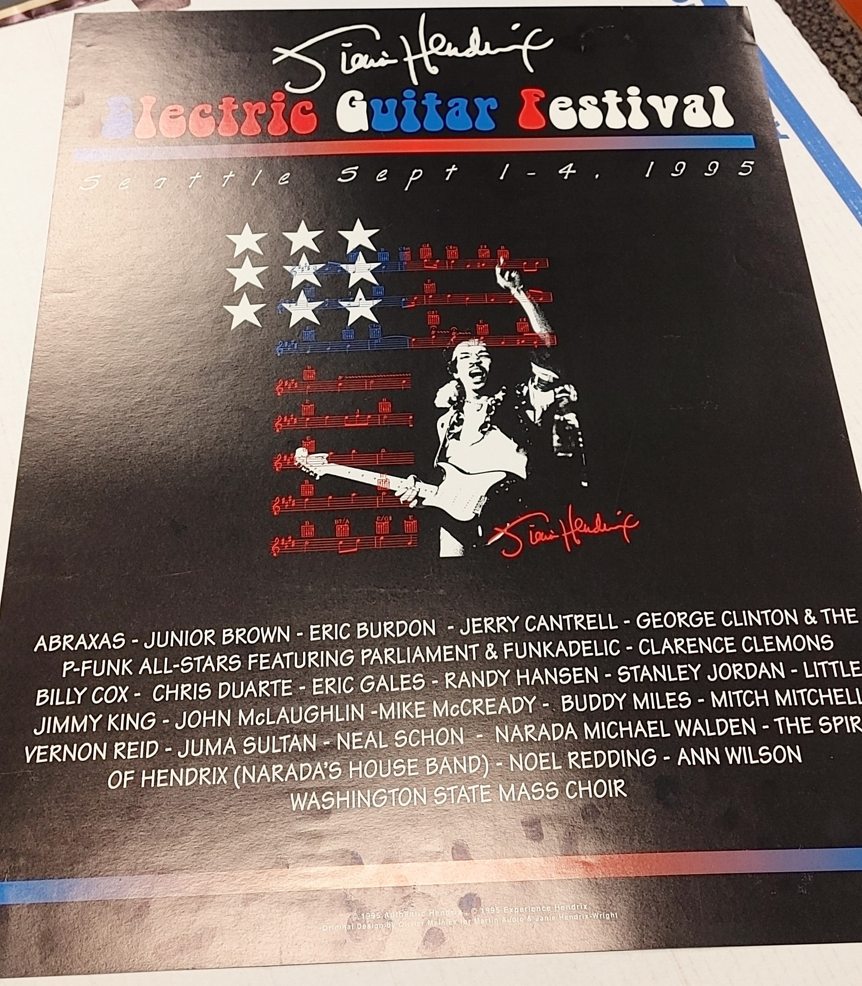 HENDRIX, Jimi - Vintage Electric Guitar Festival Seattle 1995 Poster 24.5" x 18.5"