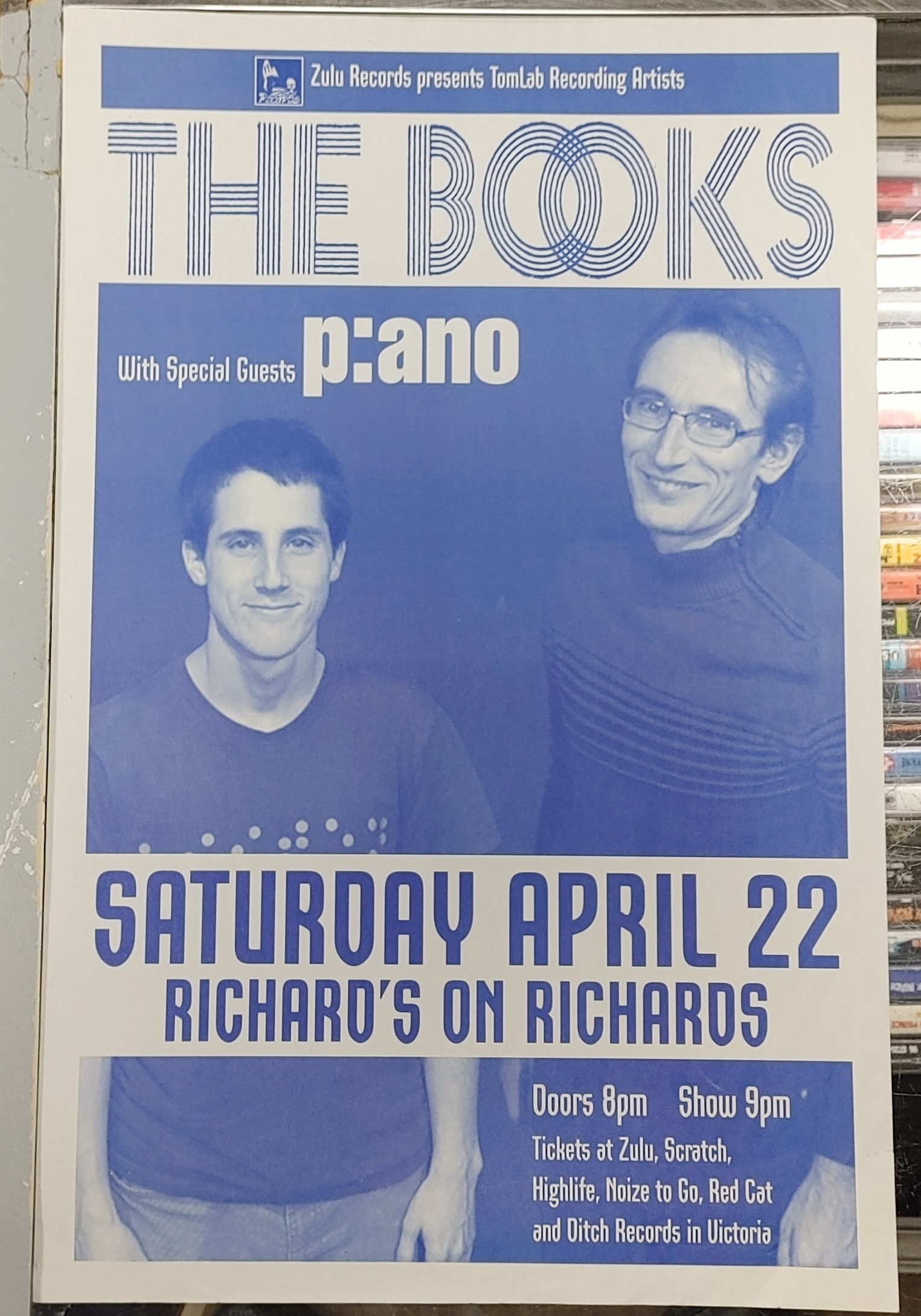BOOKS, the/P:ANO - 2000 Concert GIG Tour Poster Vancouver Canada ORIGINAL