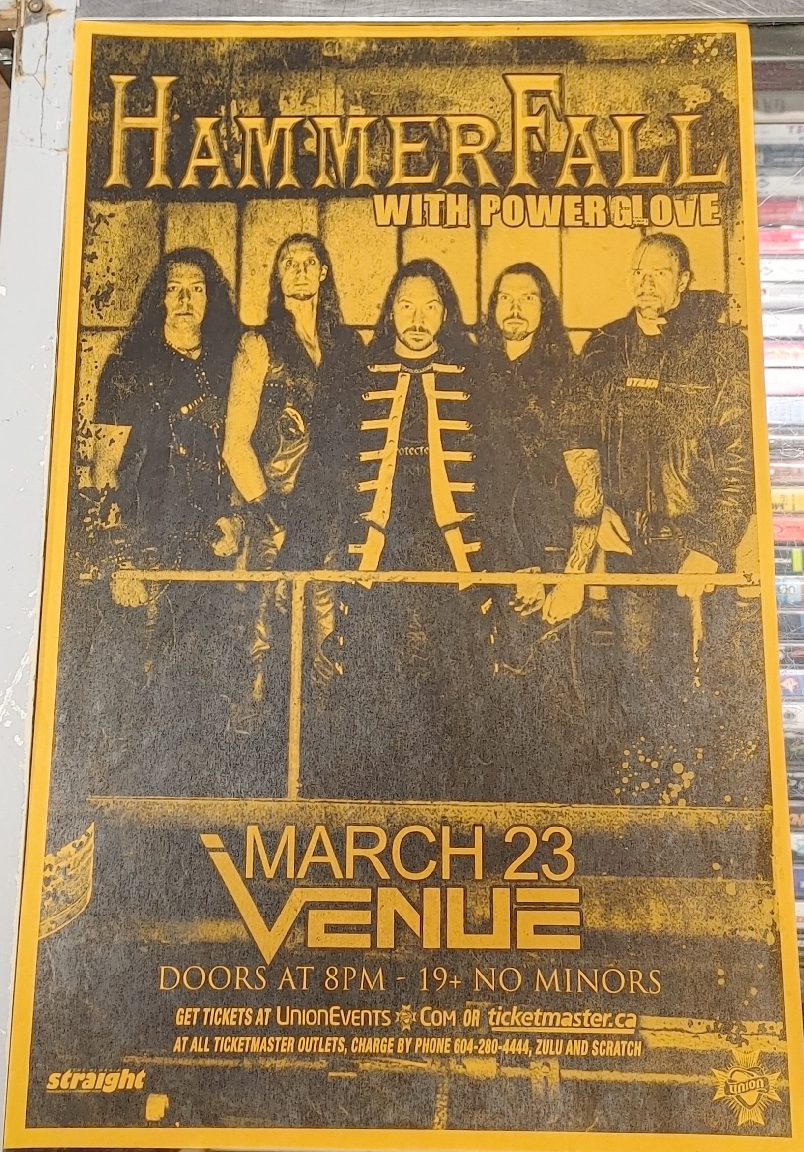 HAMMERFALL/POWERGLOVE - 2010 Concert GIG Tour Poster Vancouver Canada ORIGINAL