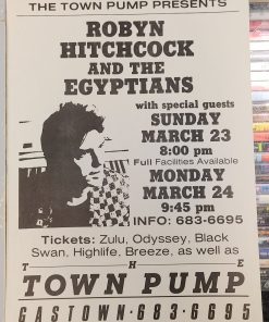 HITCHCOCK, Robyn - 1986 Concert GIG Tour Poster Vancouver Canada ORIGINAL