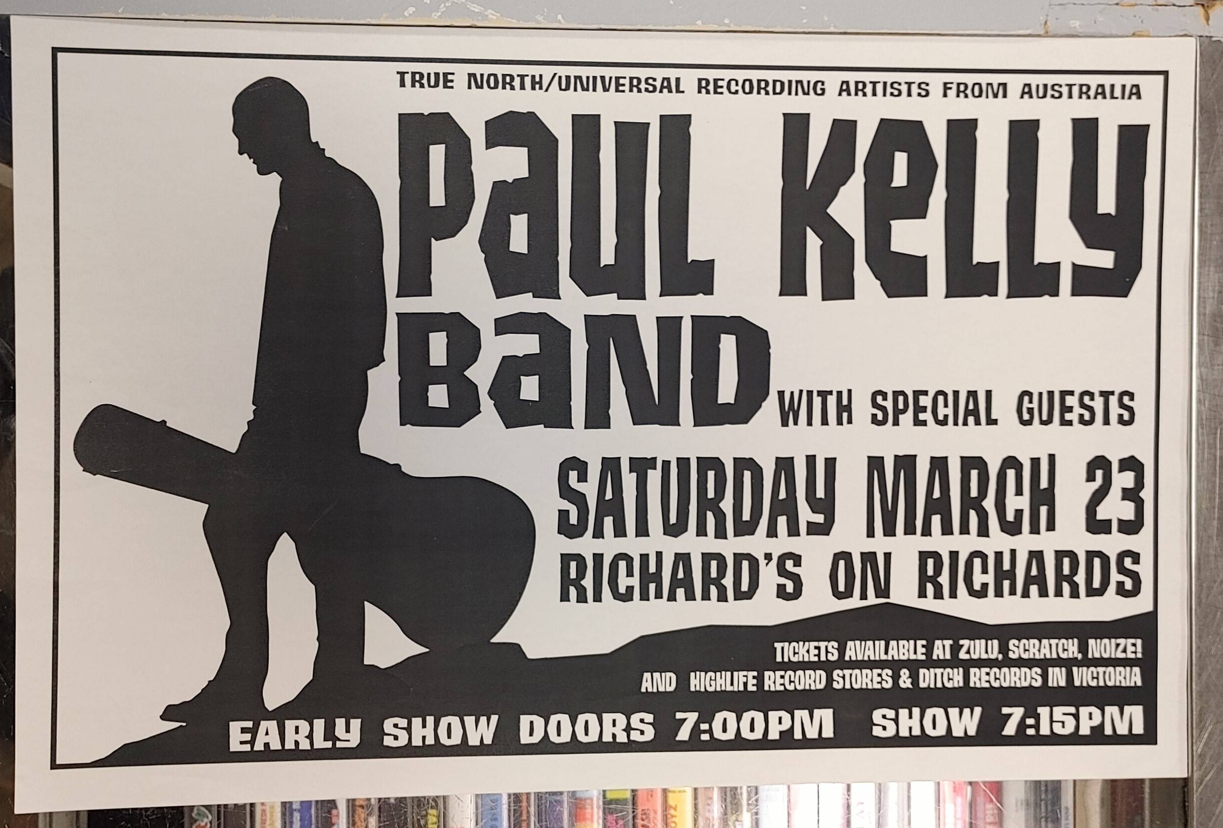 KELLY, Paul - 2002 Concert GIG Tour Poster Vancouver Canada ORIGINAL