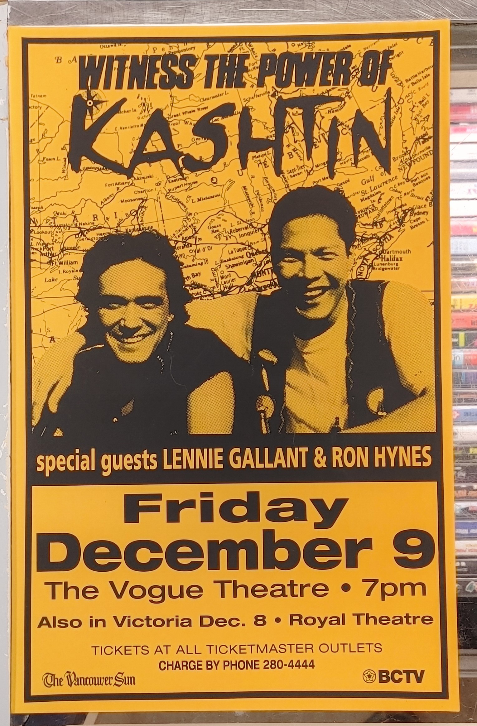 KASHTIN/Lennie GALLANT/Ron HYNES - 1988 Concert GIG Tour Poster Vancouver Canada ORIGINAL