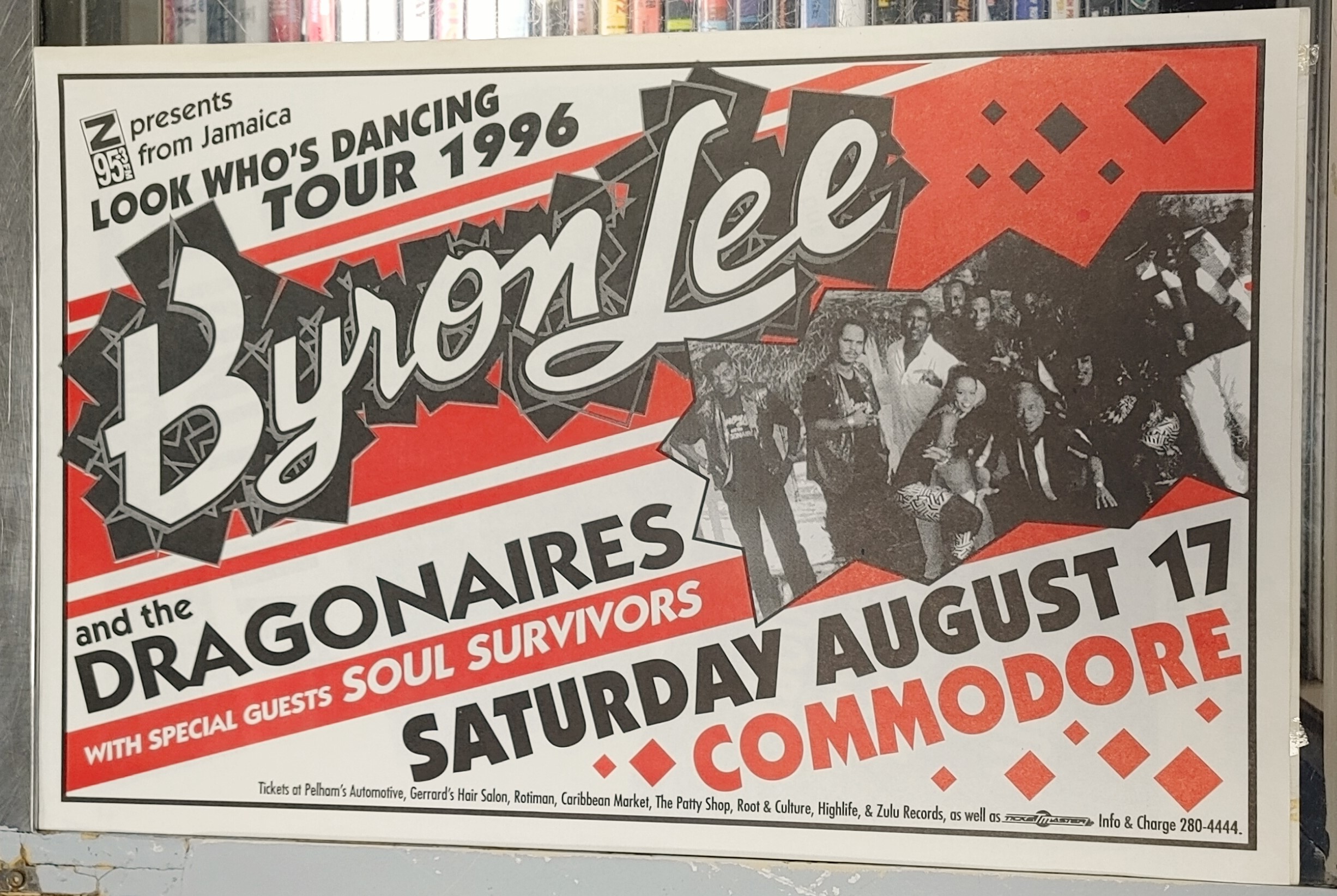 LEE, Byron & the DRAGONAIRES/SOUL SURVIVORS - 1996 Concert GIG Tour Poster Vancouver Canada ORIGINAL