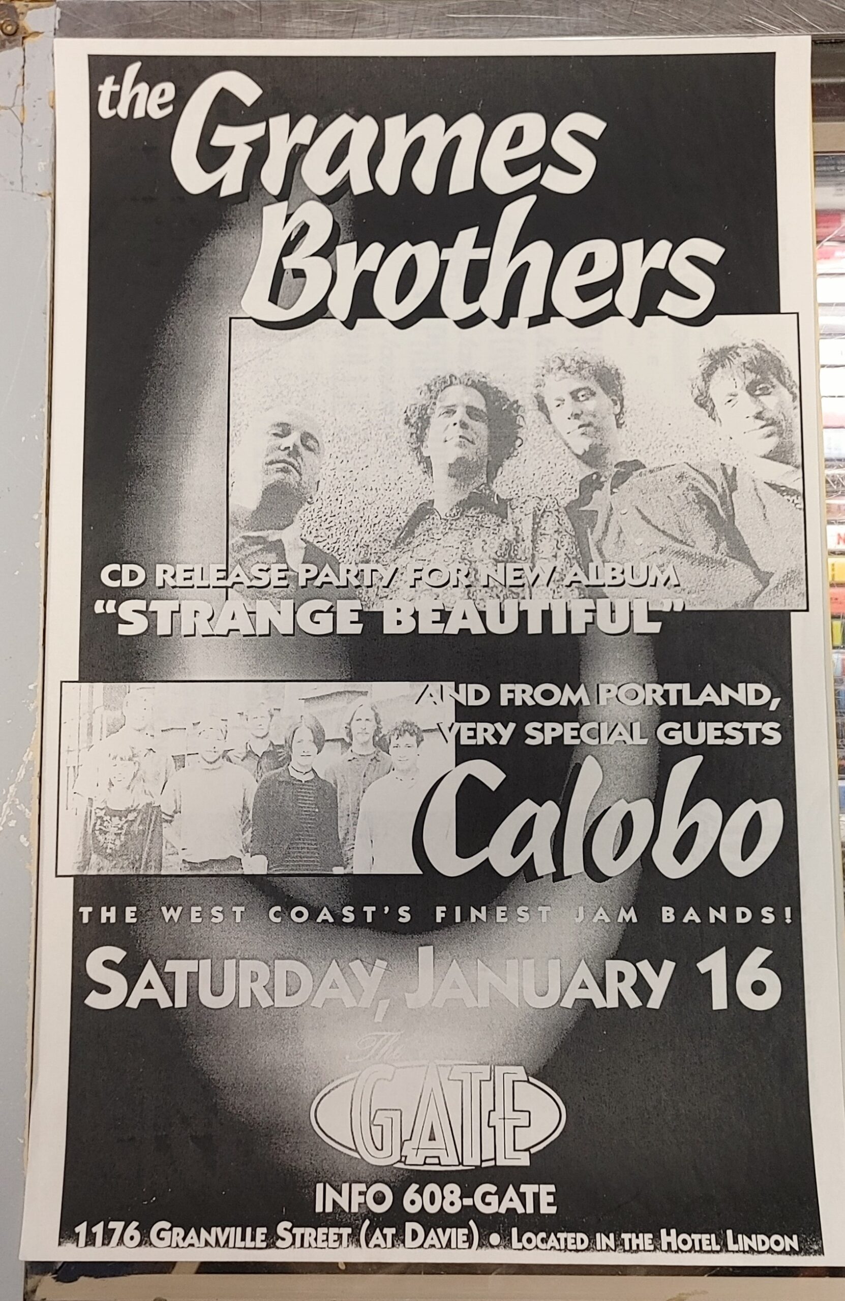 GRAMES BROTHERS, the/CALOBO - 1999 Concert GIG Tour Poster Vancouver Canada ORIGINAL
