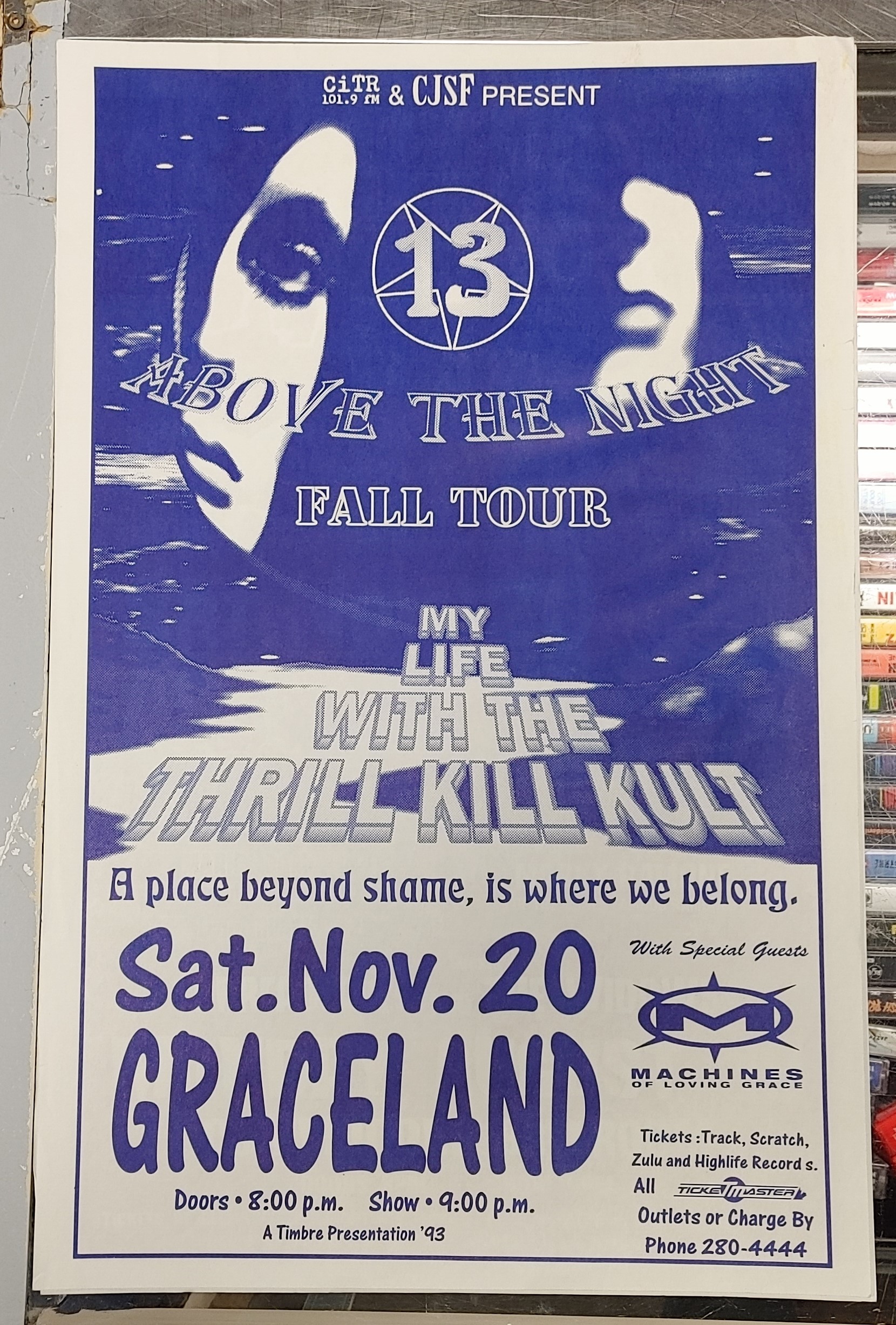 MY LIFE WITH THE THRILL KILL KULT/MACHINES OF LOVING GRACE - 1993 Concert GIG Tour Poster Vancouver Canada ORIGINAL