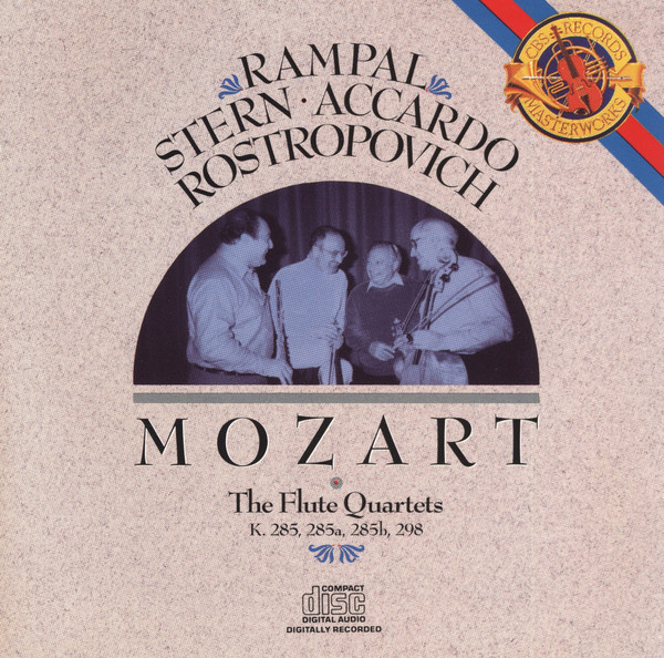 Wolfgang Amadeus Mozart - Jean-Pierre Rampal • Isaac Stern • Salvatore Accardo • Mstislav Rostropovich - The Flute Quartets K. 285, 285a, 285b, 298 (CD, Album, RE) (Near Mint (NM or M-))