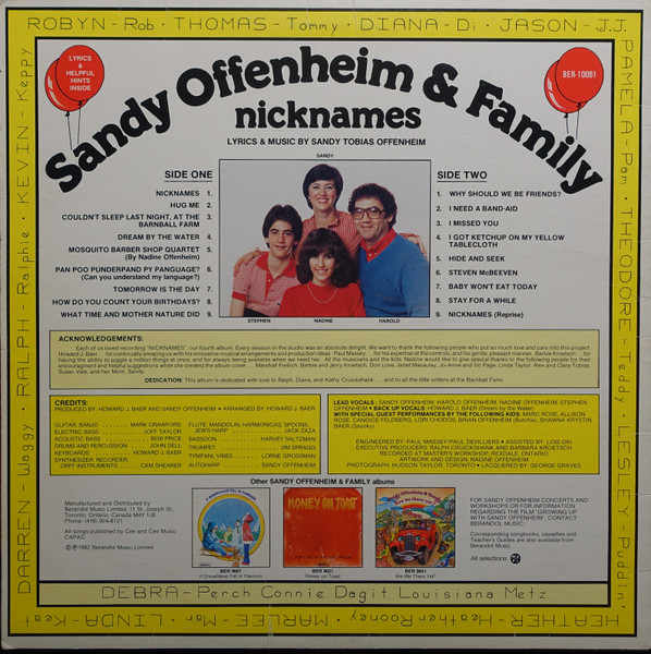 Sandy Offenheim - Nicknames (LP, Album) (Mint (M)) - Image 2