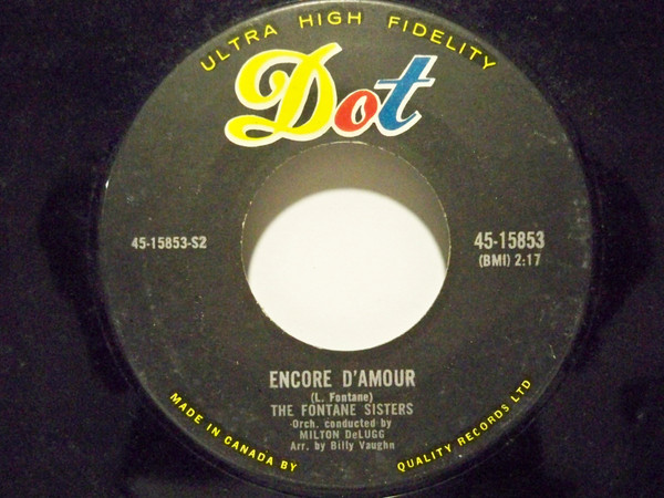 The Fontane Sisters - Jealous Heart / Encore D'amour (7", Single) (Near Mint (NM or M-)) - Image 2
