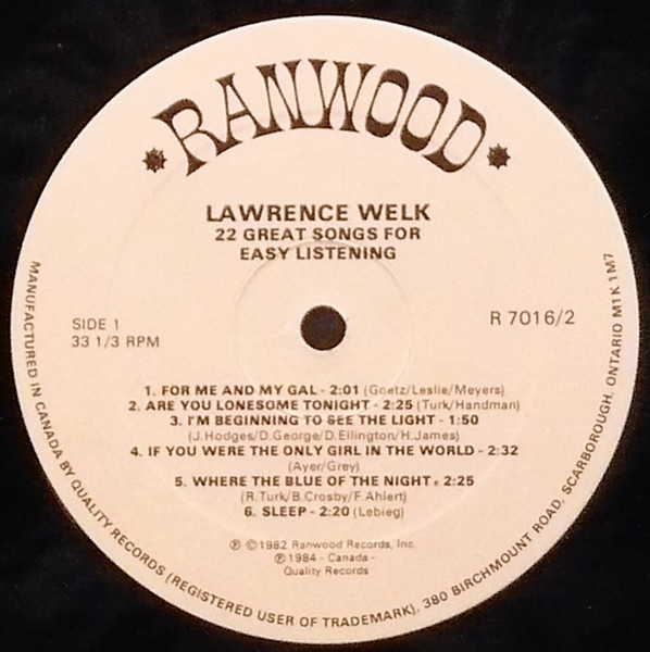 Lawrence Welk - 22 Great Songs For Easy Listening (2xLP, Comp) (Mint (M)) - Image 2
