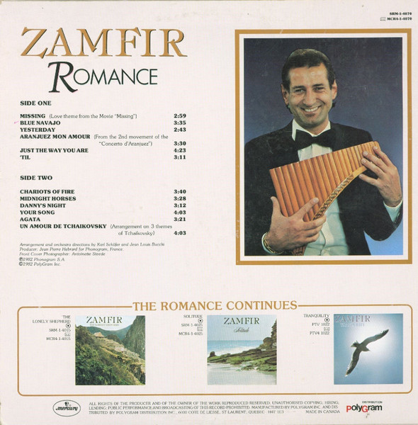 Gheorghe Zamfir - Romance (LP, Album) (Mint (M)) - Image 2