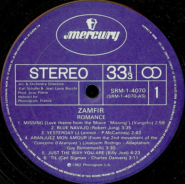 Gheorghe Zamfir - Romance (LP, Album) (Mint (M)) - Image 3