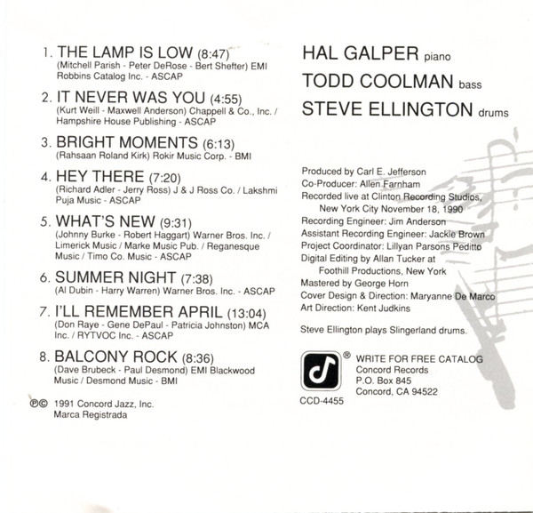 Hal Galper Trio - Invitation To A Concert (CD, Album) (Near Mint (NM or M-)) - Image 3