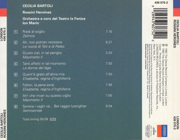 Gioacchino Rossini - Cecilia Bartoli, Orchestra Del Teatro La Fenice And Coro Del Teatro La Fenice, Ion Marin - Rossini Heroines (CD, Album) (Near Mint (NM or M-)) - Image 2