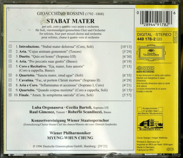 Gioacchino Rossini / Myung-Whun Chung / Wiener Philharmoniker - Stabat Mater (CD, Album) (Near Mint (NM or M-)) - Image 2
