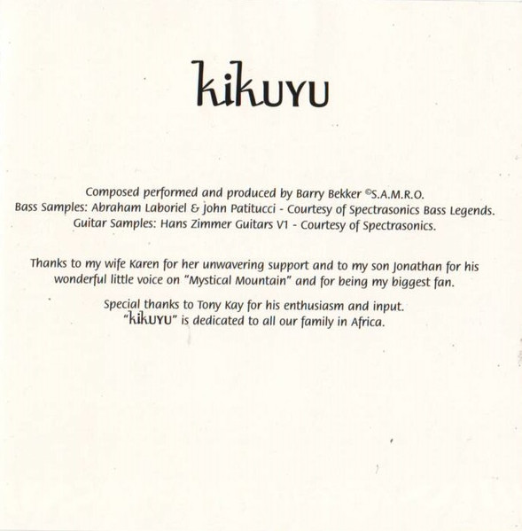 Barry Bekker - Kikuyu (CD, Album) (Near Mint (NM or M-)) - Image 4
