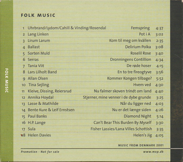 Various - Folk Music - Music From Denmark 2001 (CD, Comp, Promo) (Near Mint (NM or M-)) - Image 2