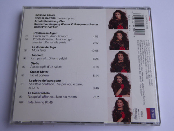 Gioacchino Rossini, Cecilia Bartoli, Giuseppe Patanè, Wiener Volksopernorchester - Rossini Arias (CD, Album) (Near Mint (NM or M-)) - Image 3