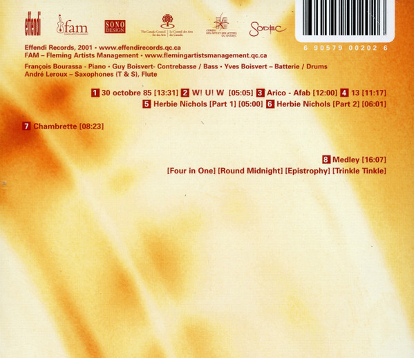 Trio François Bourassa + André Leroux - Live (CD) (Near Mint (NM or M-)) - Image 2