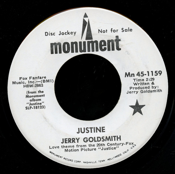 Jerry Goldsmith - Justine / Carnival Happening (7", Promo) (Near Mint (NM or M-))