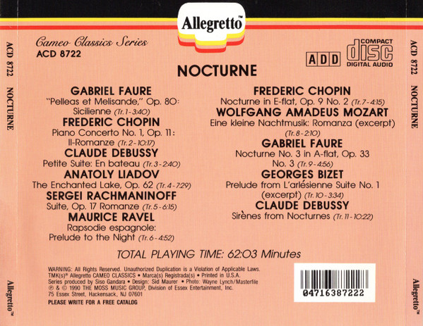 Various - Nocturne Music For A Romantic Evening (CD, Comp) (Near Mint (NM or M-)) - Image 2