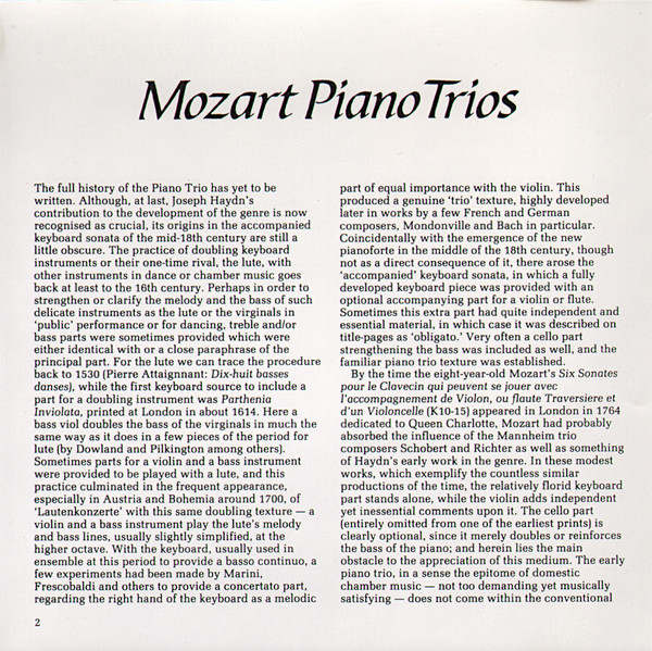 Wolfgang Amadeus Mozart - The London Fortepiano Trio - Mozart Piano Trios (B Flat Major, K 254 / C Major, K 548) (CD, Album) (Near Mint (NM or M-)) - Image 5