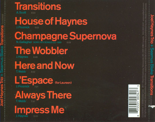 Joel Haynes Trio + Seamus Blake - Transitions (CD, Album) (Near Mint (NM or M-)) - Image 2