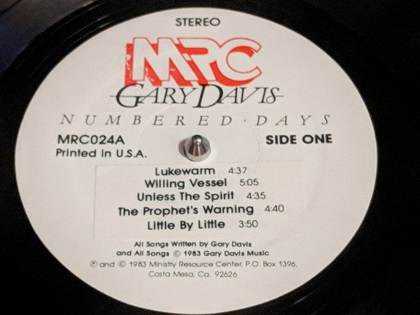 Gary Davis (15) - Numbered Days (LP) (Mint (M)) - Image 3