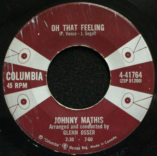 Johnny Mathis - My Love For You / Oh That Feeling (7") (Very Good Plus (VG+)) - Image 2