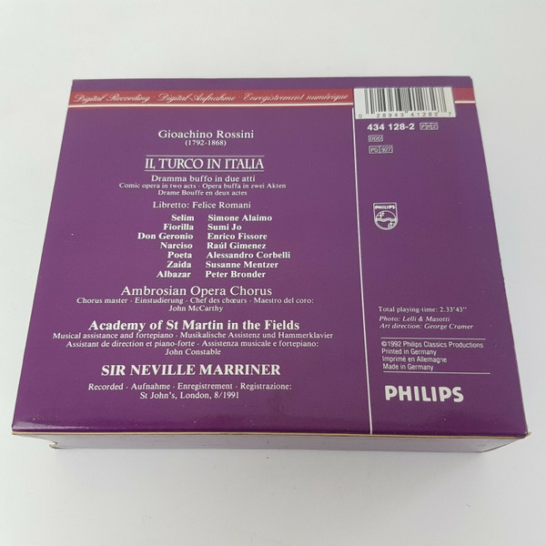 Gioacchino Rossini - Simone Alaimo, Sumi Jo, Alessandro Corbelli, Raul Gimenez, The Ambrosian Opera Chorus, The Academy Of St. Martin-in-the-Fields, Sir Neville Marriner - Il Turco In Italia (2xCD, Album + Box, Sli) (Near Mint (NM or M-)) - Image 3