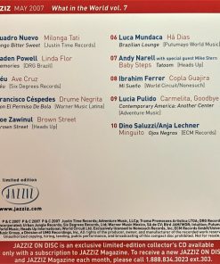 Alternative view of Various - Jazziz On Disc - May 2007-  What In The World Vol. 7 (CD, Album, Comp, Ltd, Promo) (Mint (M))