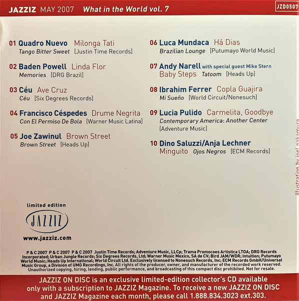 Various - Jazziz On Disc - May 2007- What In The World Vol. 7 (CD, Album, Comp, Ltd, Promo) (Mint (M)) - Image 2