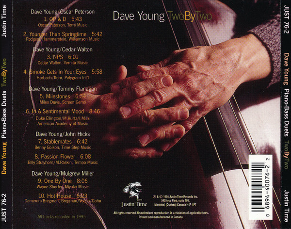 Dave Young (3) - Piano-Bass Duets : Two By Two / Volume One (CD, Album) (Near Mint (NM or M-)) - Image 2