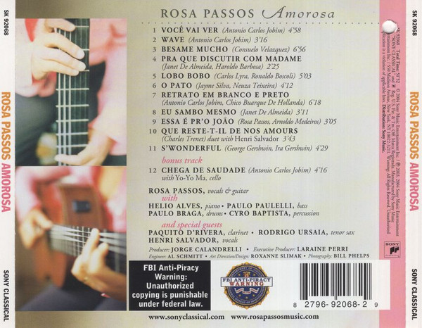 Rosa Passos - Amorosa (CD, Album) (Near Mint (NM or M-)) - Image 2