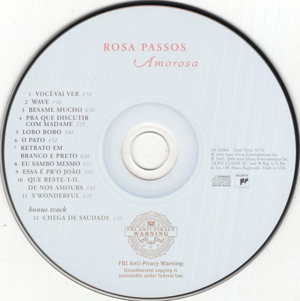 Rosa Passos - Amorosa (CD, Album) (Near Mint (NM or M-)) - Image 3
