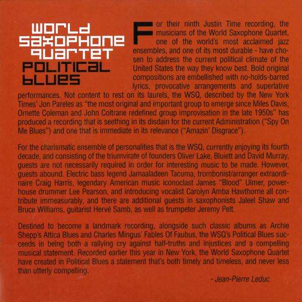 World Saxophone Quartet - Political Blues (CD, Album) (Near Mint (NM or M-)) - Image 2
