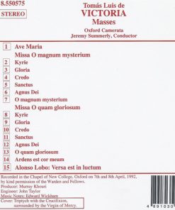 Alternative view of Tomás Luis De Victoria / Alonso Lobo, Oxford Camerata, Jeremy Summerly - Missa O Magnum Mysterium, Missa O Quam Gloriosum / Versa Est In Luctum (CD, Album) (Near Mint (NM or M-))