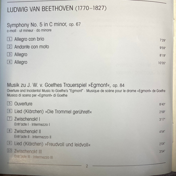 Ludwig van Beethoven, New York Philharmonic, Kurt Masur, Sylvia McNair, Will Quadflieg - Symphony No. 5 / Egmont (CD, RE) (Near Mint (NM or M-)) - Image 5