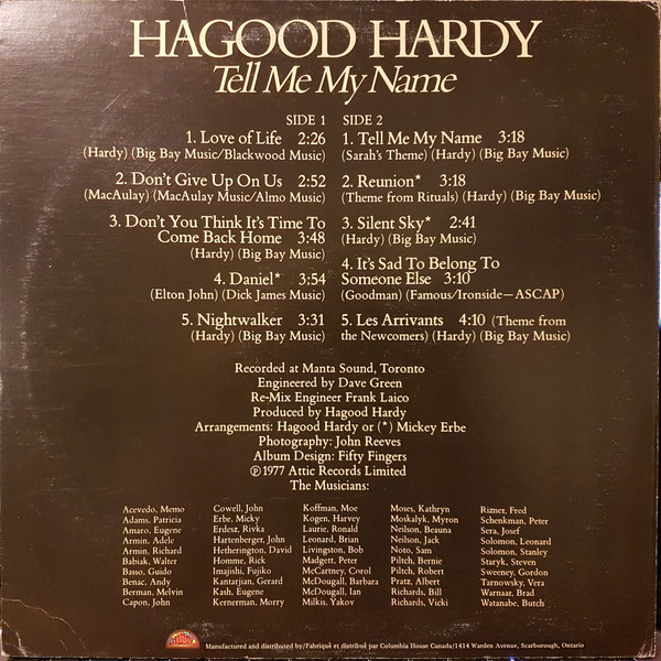 Hagood Hardy - Tell Me My Name (LP, Album, Club) (Mint (M)) - Image 2