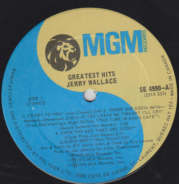 Jerry Wallace - Greatest Hits (LP, Comp) (Mint (M)) - Image 2