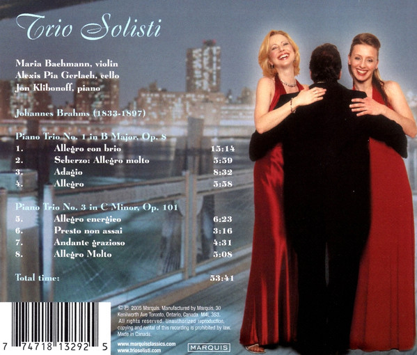 Trio Solisti, Johannes Brahms - Piano Trio No. 1 In B Major, Op. 8 / Piano Trio No. 3 In C Minor, Op. 101 (CD) (Near Mint (NM or M-)) - Image 2