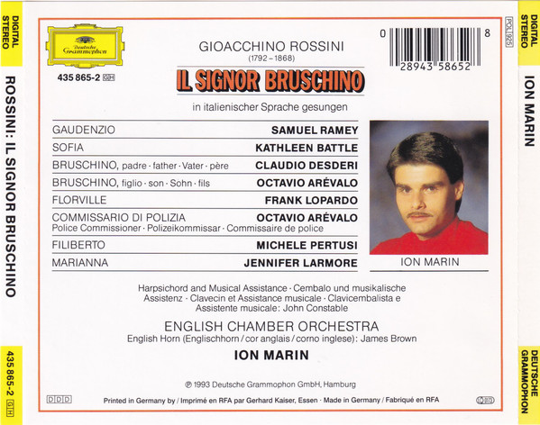 Gioacchino Rossini - Kathleen Battle, Samuel Ramey, Frank Lopardo, Claudio Desderi, English Chamber Orchestra, Ion Marin - Il Signor Bruschino (CD) (Near Mint (NM or M-)) - Image 2