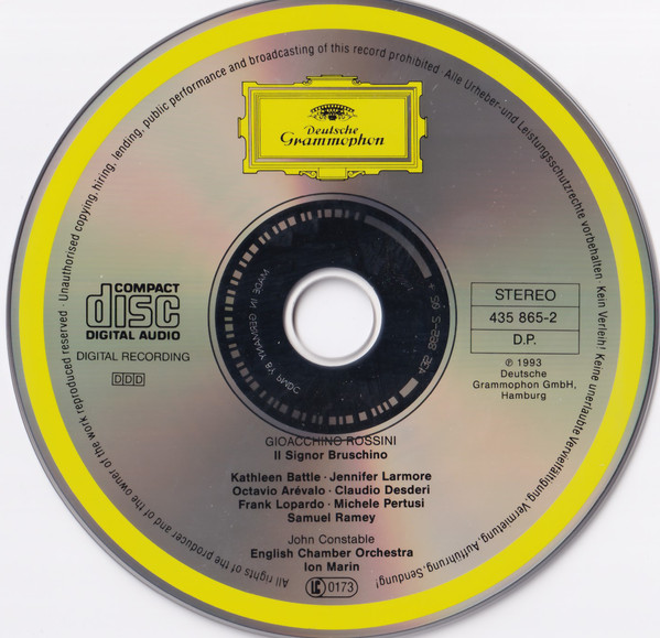 Gioacchino Rossini - Kathleen Battle, Samuel Ramey, Frank Lopardo, Claudio Desderi, English Chamber Orchestra, Ion Marin - Il Signor Bruschino (CD) (Near Mint (NM or M-)) - Image 3