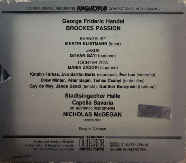 Georg Friedrich Händel - Brockes Passion (3xCD, Album) (Near Mint (NM or M-)) - Image 2