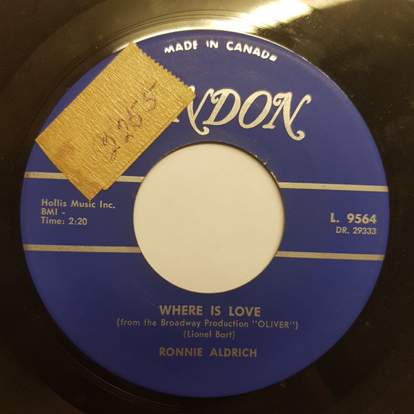 Ronnie Aldrich - As Long As He Needs Me (7", Single) (Very Good Plus (VG+))