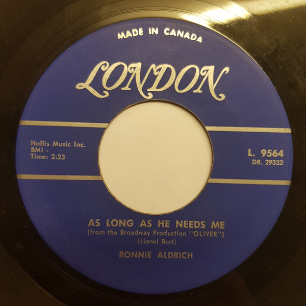 Ronnie Aldrich - As Long As He Needs Me (7", Single) (Very Good Plus (VG+)) - Image 2