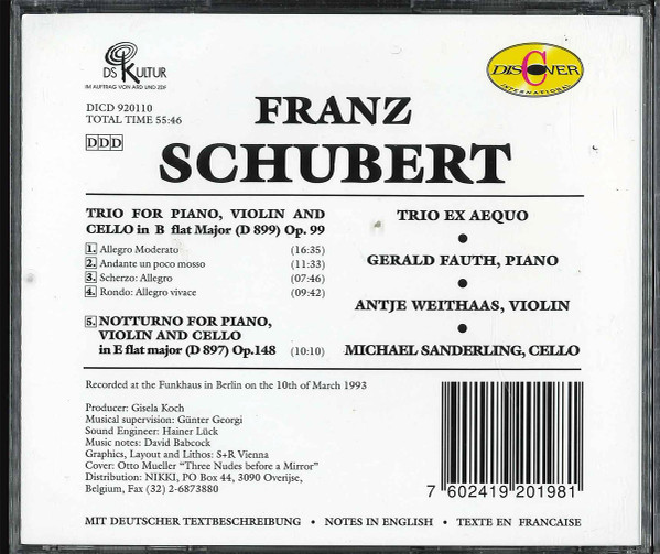 Trio Ex Aequo, Franz Schubert - Trio, Notturno (CD) (Near Mint (NM or M-)) - Image 2