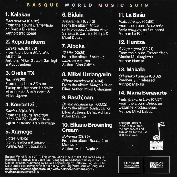 Various - The Basque World Music 2019 (CD, Comp) (Mint (M)) - Image 2