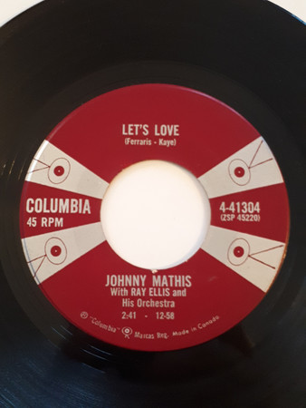 Johnny Mathis , With Ray Ellis And His Orchestra - Let's Love / You Are Beautiful (7") (Very Good Plus (VG+))